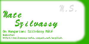 mate szilvassy business card